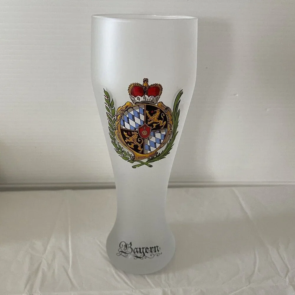 Bayern Bavaria Coat Of Arms Bockling Pilsner Beer Glass Crest Germany Vintage